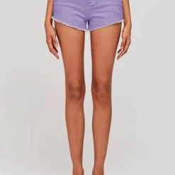 Buy 🎁 L'Agence 👩 women Audrey Mid-Rise Cut-Off Jean Shorts in Lavender 😉