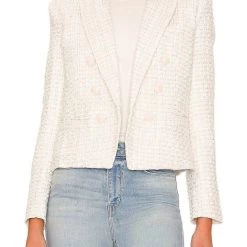 Cheap 👍 L'Agence 👩 women Brooke Double Breasted Crop Blazer In Ivory 🌟