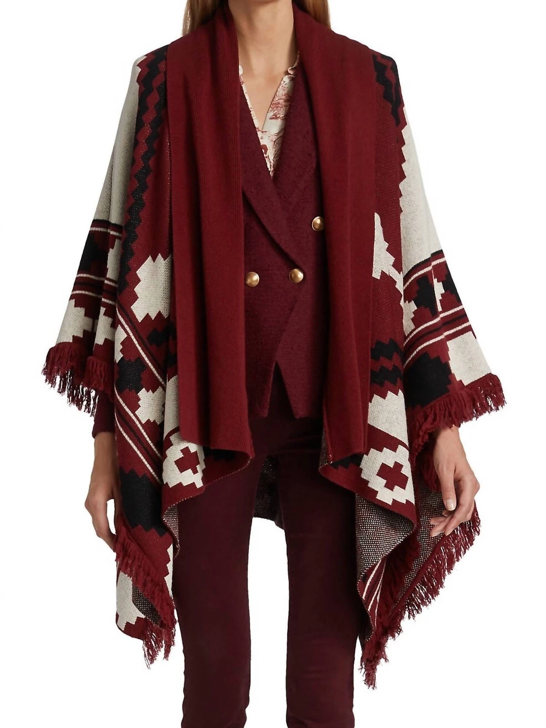 Cheapest π L'Agence π© women Austin Jacquard Cape In Dark Red Ivory Black π€© 1 Cheapest π L'Agence π© women Austin Jacquard Cape In Dark Red Ivory Black π€©