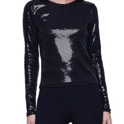 Discount 🤩 L'Agence 👩 women Noor Sequin Top in Black 🎉
