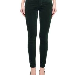 Hot Sale 🤩 L'Agence 👩 women Marguerite High Rise Velvet Skinny Jean in Moss 🤩