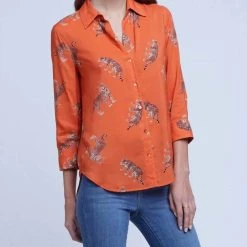 Coupon 👍 L'Agence 👩 women Tyler Blouse in Burnt Orange 😉