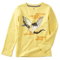 Promo 🔥 kids Tea Collection Graceful Crane Graphic T-Shirt 💯