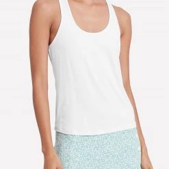 Discount 🎉 L'Agence 👩 women Drew Racerback Tank Top in White Silver 🔥