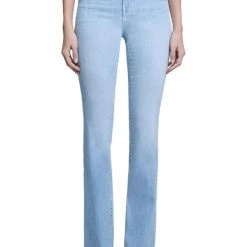 Outlet ✨ L'Agence Ruth 👩 Womens Raw Hem Light Wash Straight Leg 👖 Jeans ✨