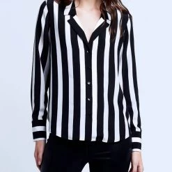 Best deal 😀 L'Agence 👩 women Franky Blouse in Black/White 🎁