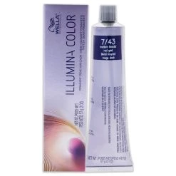 Wholesale 👍 Wella Illumina Color Permanent Creme Hair Color - 7 43 Medium Blonde-Red Gold For Unisex 2 oz Hair Color ✨