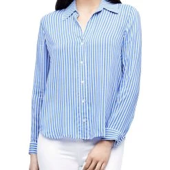 Flash Sale 🎁 L'Agence Holly 👩 Womens Button-Up Striped Blouse 🔔
