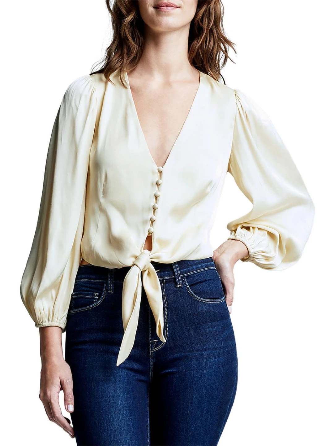 Cheap π L'Agence π© Womens Front Tie Button Blouse π 1 Cheap π L'Agence π© Womens Front Tie Button Blouse π