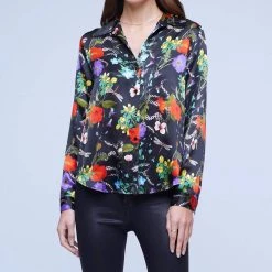 Budget ✔️ L'Agence 👩 women Tyler Blouse in Black Multi 😀