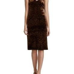 Brand new 😍 L'Agence 👩 women Indie Velvet Cheetah-Print Slip 👗 Dress in Tan/Black 🌟