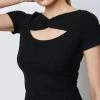 New 😀 Bailey 44 👩 women Rue Short Sleeve Cut Out Top in Black 🥰