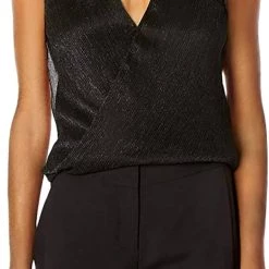 Best deal 🛒 Bailey 44 👩 women BLAIR CROSSOVER TOP in Metallic Black 🌟
