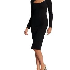 New 𧨠Bailey 44 π© women Gabriel Rib-Knit Fitted π Dress in Black β¨